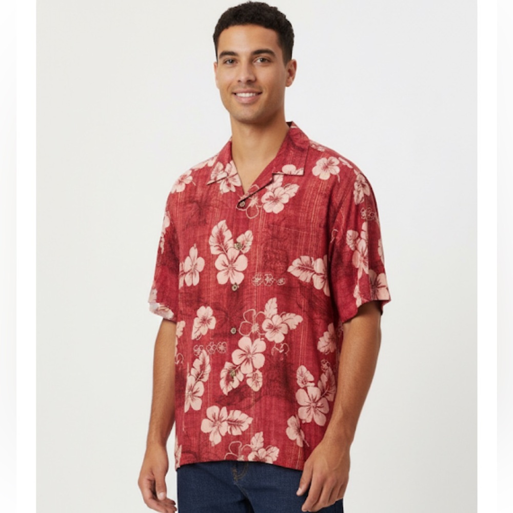 Tommy Bahama 100% Silk Button Down Camp Shirt